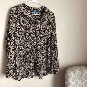 Leopard print button up top from Kohls